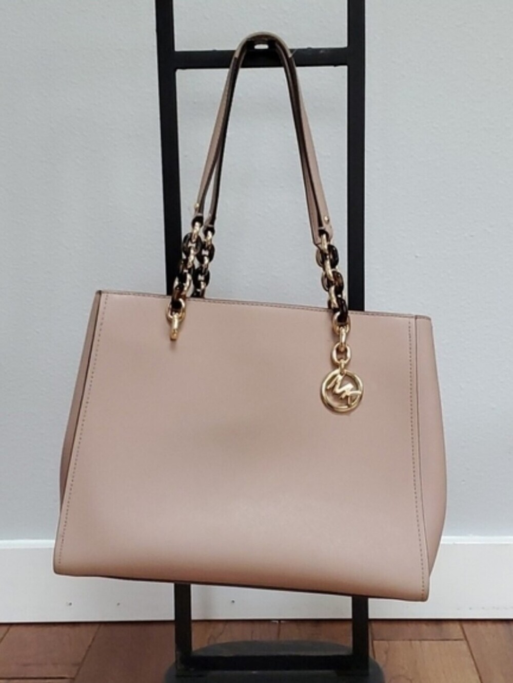 Michael Kors Sofia Susannah Blush Leather Tote with Chain-Strap